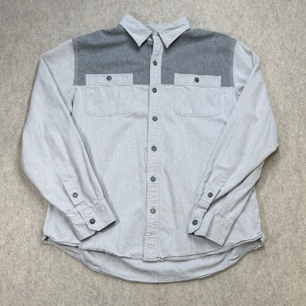 Converse One Star Button Down Mens L Gray Colorblock Casual Utility Workwear